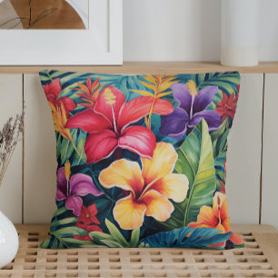 Coussin Paradis Tropical à l'aquarelle