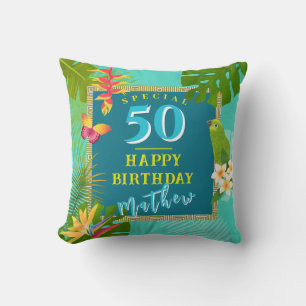 Coussin Paradis Tropical Anniversaire Annuel Sarcelle