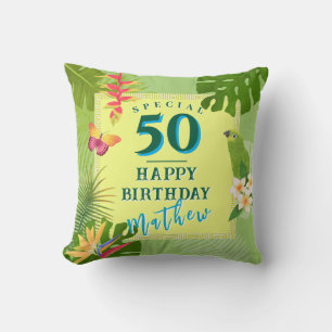 Coussin Paradis Tropical Anniversaire Annuel Vert