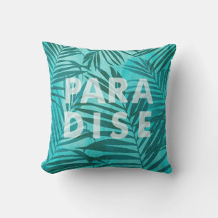 Coussin Paradise Palms hawaïens Tropical en Turquoise