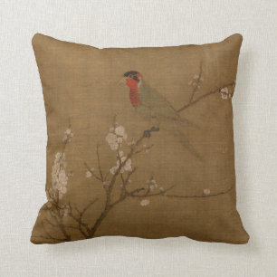 Coussin Parakeet chinois de dynastie Song sur Apricot Tree
