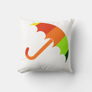 Coussin Parapluie Arc-en-ciel sur Fond Blanc
