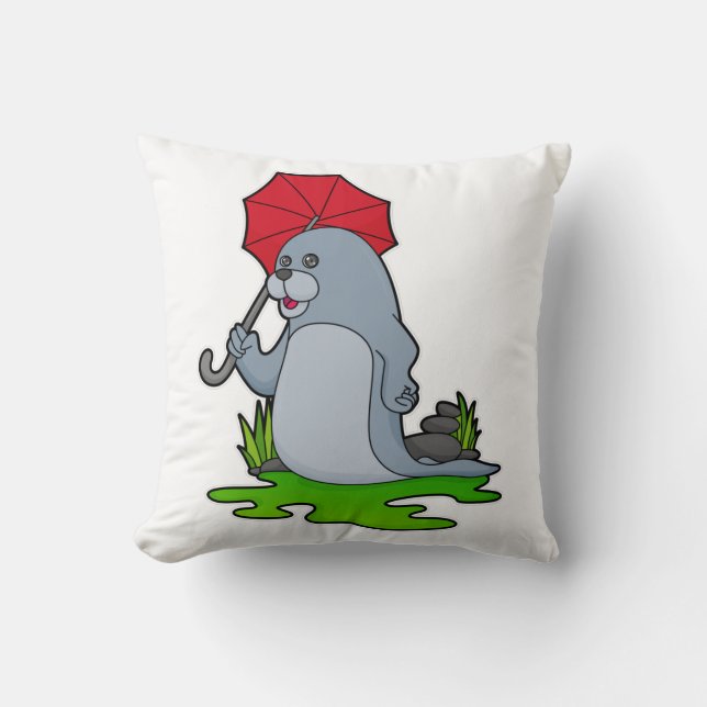 Coussin Parapluie de pluie de phoque (Recto)