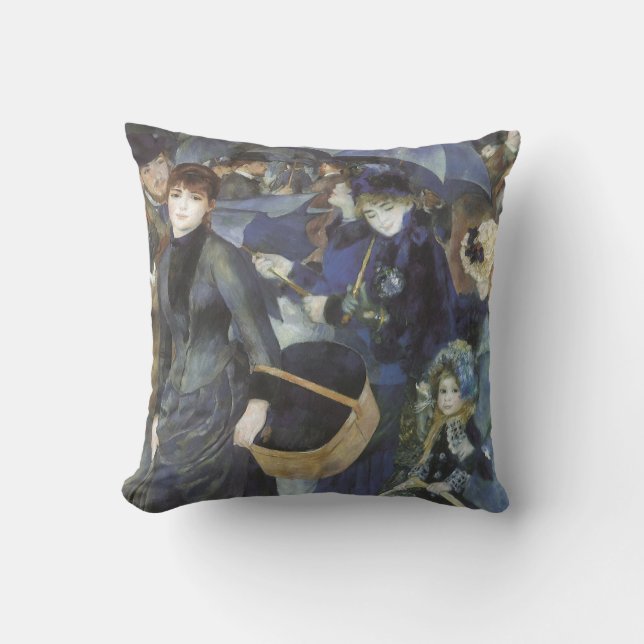 Coussin Parapluies de Pierre Renoir, Impressionnisme Vinta (Recto)