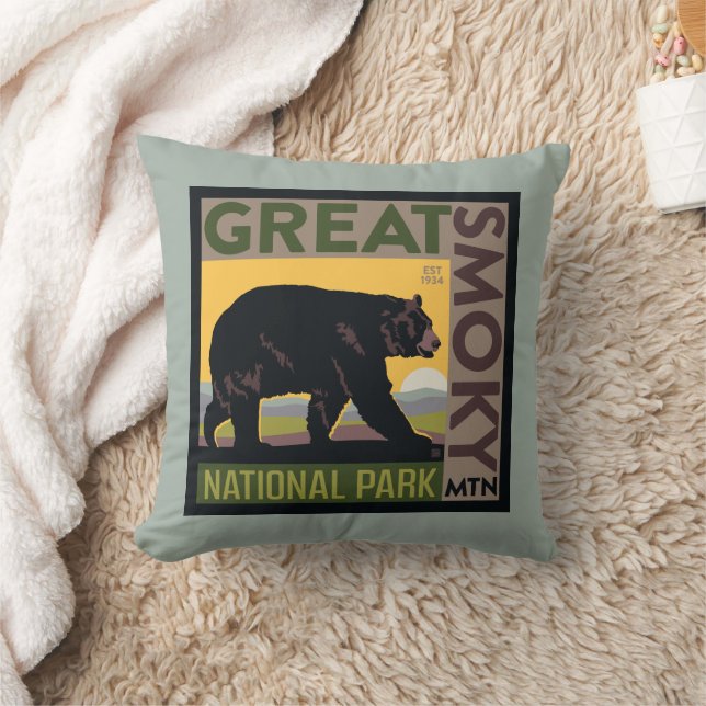 Coussin Parc national de Great Smoky Mountain| Ours (Couverture)