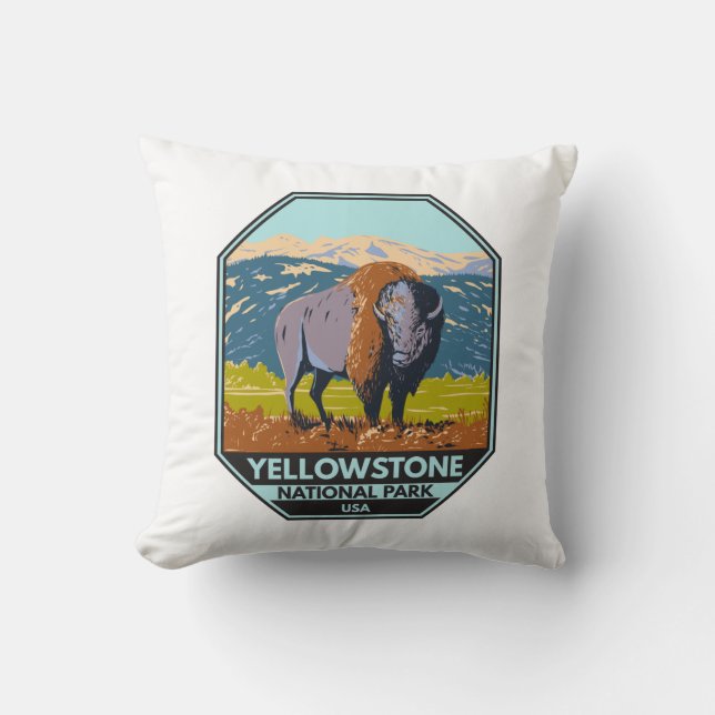 Coussin Parc national de Yellowstone Bison nord-américain (Recto)