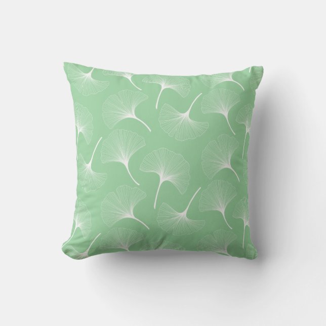 Coussin Parcelle de fleurs abstraites blanches et vert men (Recto)