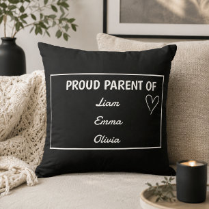 Coussin Parent fier de - Avec des noms personnalisés