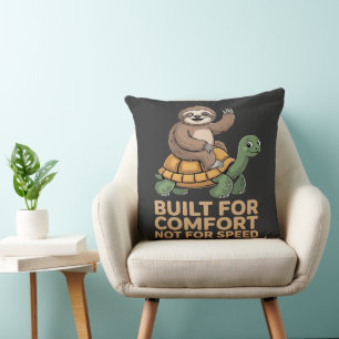 Coussin Paresseux drôle à cheval sur une tortue