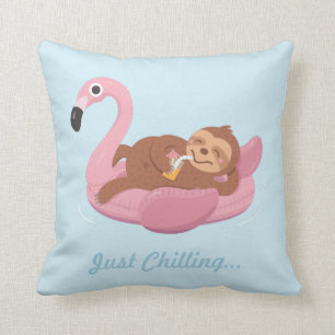 Coussin Paresseux mignon fainéant Flamant rose flotteur Ét