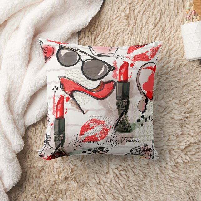 Coussin Parfum, rouge à lèvres et une chaussure à talons h (Couverture)