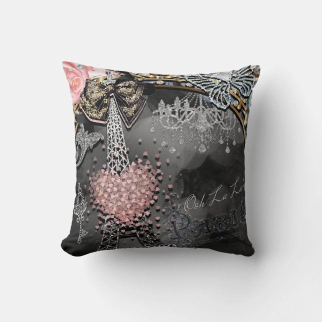 Coussin Paris Bling Glamor Sparkle France Girly Trendy (Recto)