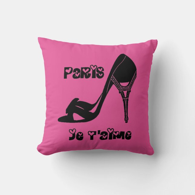 Coussin Paris chic, talon haut de Tour Eiffel de t'aime de (Recto)