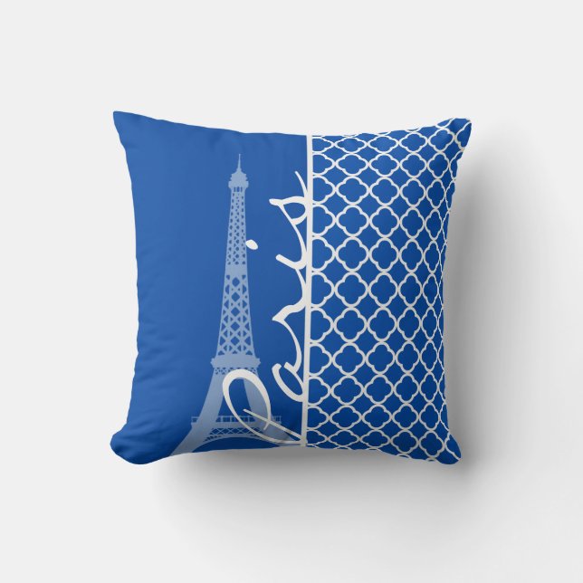 Coussin Paris ; Cobalt Blue Quatrefoil (Recto)