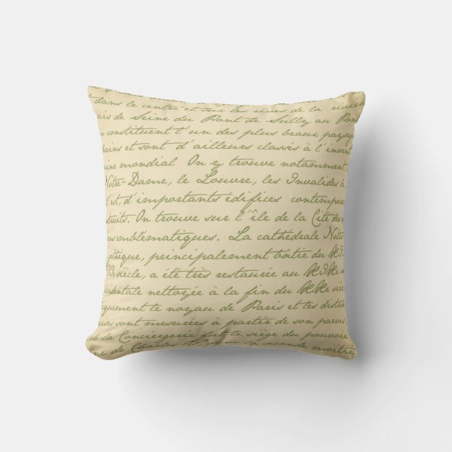 Coussin Paris Motif d'oreiller à lancer français vert (Recto)