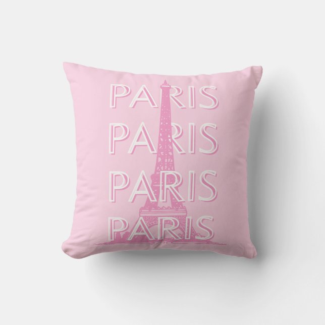 Coussin Paris Travel Art, Travel Art, Preppy Art, Rose (Recto)