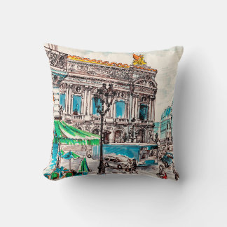 Coussin  Paris vue rue sur le théâtre Café de Wicked