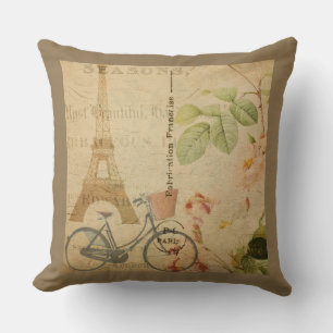 Coussin Parisien Vintage Avec Tour Eiffel