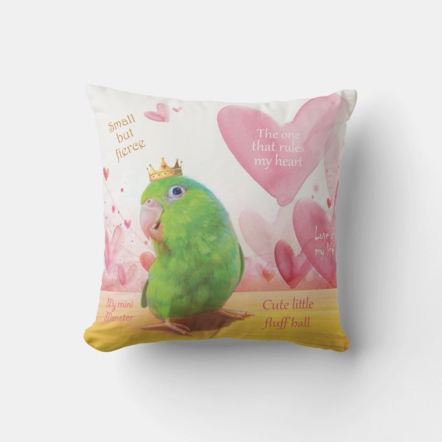Coussin Parrotlet, roi de mon coeur (Recto)