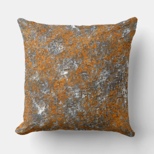 Coussin Parsemé d'orange dorée sur gris blanc gris rugueux