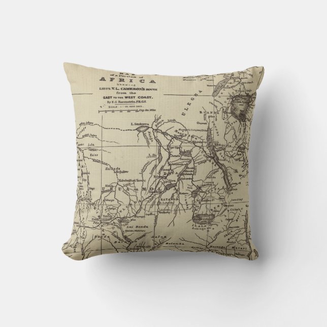 Coussin Partie de carte d'itinéraire de l'Afrique | (Recto)
