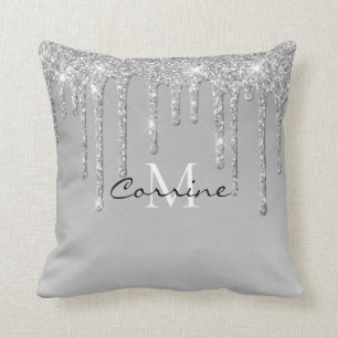 Coussin Parties scintillant à goutte d'argent Monogramme 