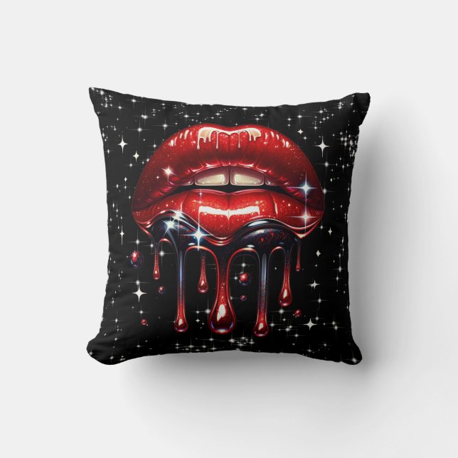 Coussin Parties scintillant à gouttes rouges Glam Sparkle (Recto)
