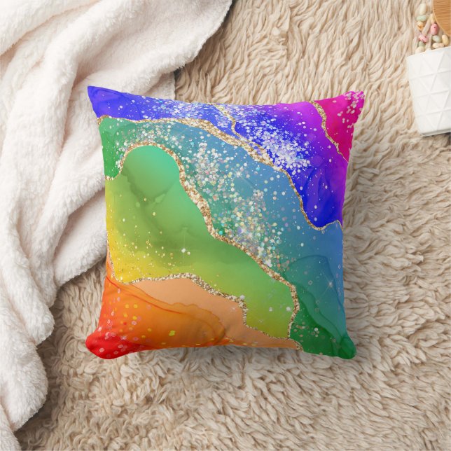 Coussin Parties scintillant arc-en-ciel moderne et tendanc (Couverture)