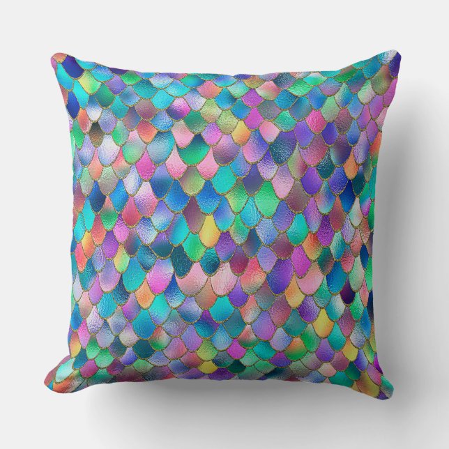 Coussin Parties scintillant arc-en-ciel Wonky métal sirène (Recto)