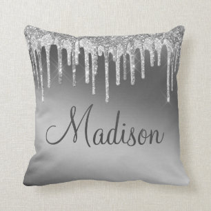Coussin Parties scintillant Argent Étincelle Girly Glam 