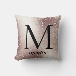 Coussin Parties scintillant argent Monogramme Nom personna