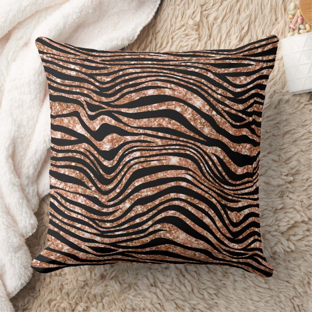 Coussin Parties scintillant Black Rose Gold Zebra (Couverture)