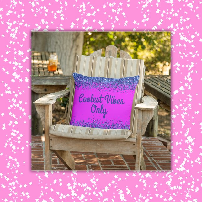 Coussin Parties scintillant Bleue et texte sur les Vibes P (Créateur téléchargé)