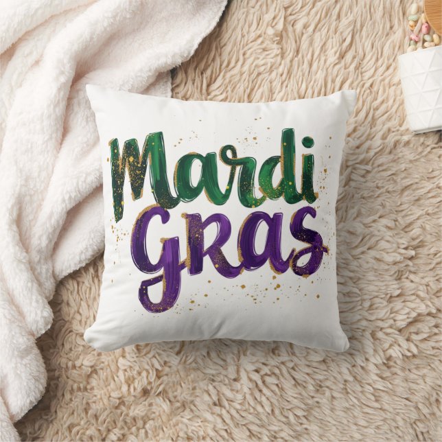 Coussin Parties scintillant Brushstroke Mardi Gras (Couverture)