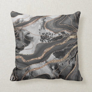 Coussin Parties scintillant d'agate de marbre liquide Glam