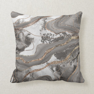 Coussin Parties scintillant d'Agate de marbre liquide Glam