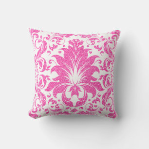 Coussin Parties scintillant de dentelle rose chaud Texture