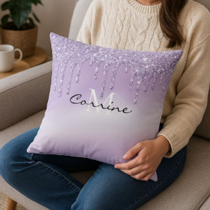Coussin Parties scintillant de déshydratation violet viole