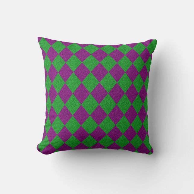 Coussin Parties scintillant de diamants violet et vert (Recto)
