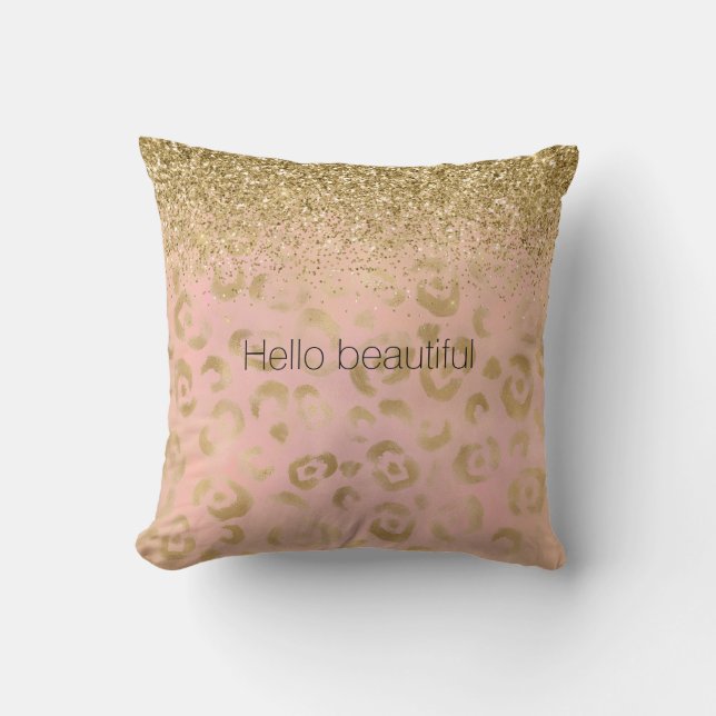 Coussin Parties scintillant de Leopard d'or de Girl Peach  (Recto)