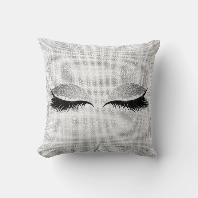 Coussin Parties scintillant de séquence d'argent Lashes de (Recto)