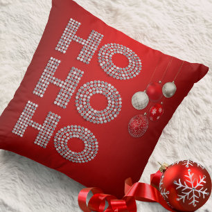 Coussin Parties scintillant Diamond Ho Ho Ho Sur Rouge