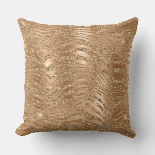 Coussin Parties scintillant d'or élégant Wild Zebra Stripe