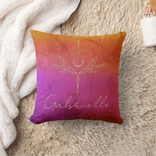 Coussin Parties scintillant d'or texturée rose et orange N