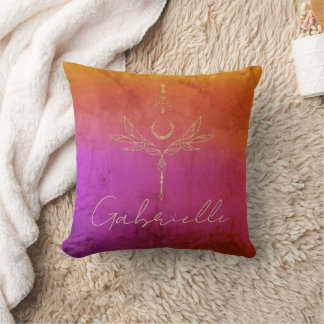 Coussin Parties scintillant d'or texturée rose et orange N