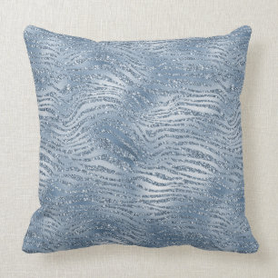 Coussin Parties scintillant en verre bleu Zebra Imprimer