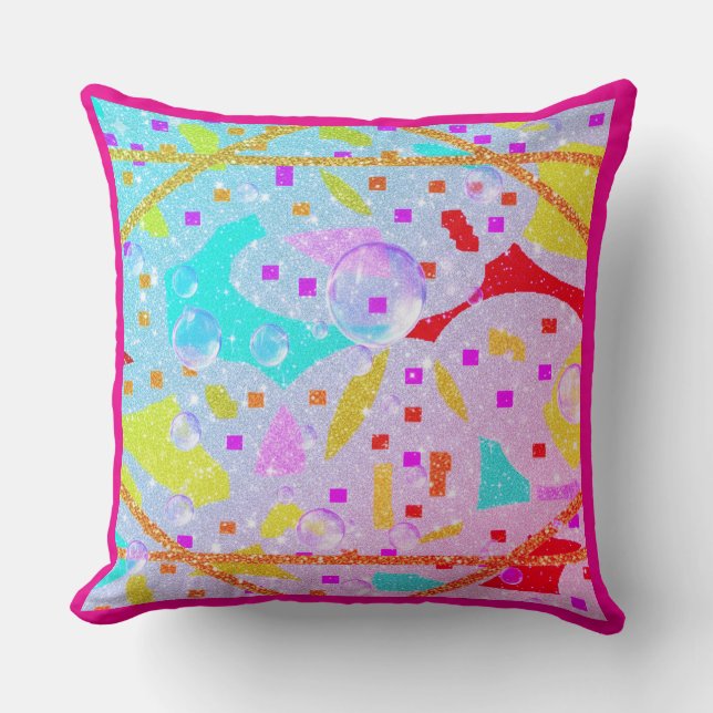COUSSIN PARTIES SCINTILLANT ET BULLES DESIGN PASTELS ART (Recto)
