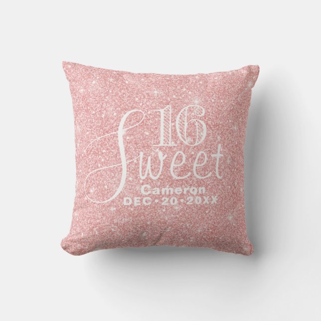 Coussin Parties scintillant et Shine Sweet 16 Rose Gold (Recto)