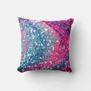 Coussin Parties scintillant Faux Bleu et Rose Jeu d'oreill