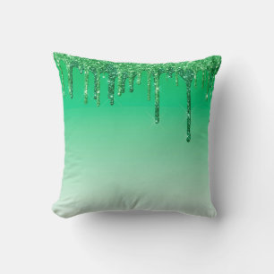 Coussin Parties scintillant glamour moderne de Noël vert g